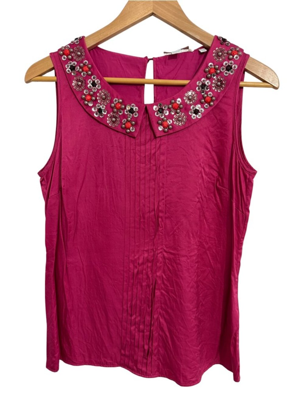 BODEN Pink Embellished Collar Silk Blend Sleeveless Blouse US 6